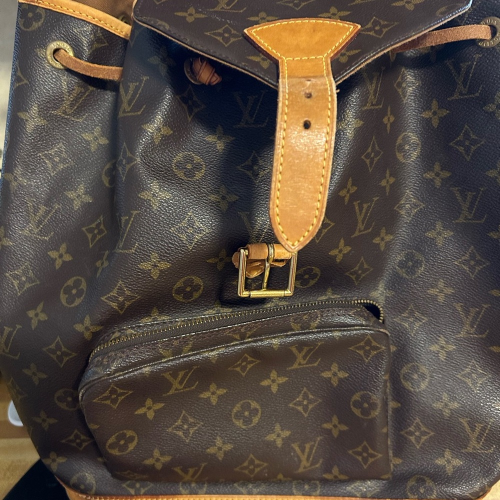 Authentic Louis Vuitton Backpack Bag Montsouris GM Monogram Used LV Handbag Vint